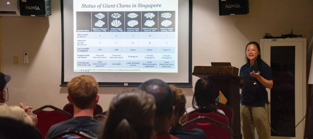 PICRC exchanges giant clam mariculture knowledge with Singapore researchers