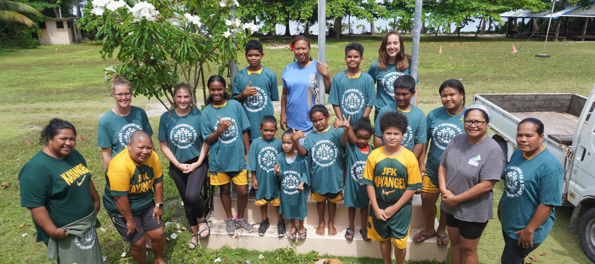 Palau International Coral Reef Center visits Kayangel State for reef surveys, community collaborations, and educational outreach